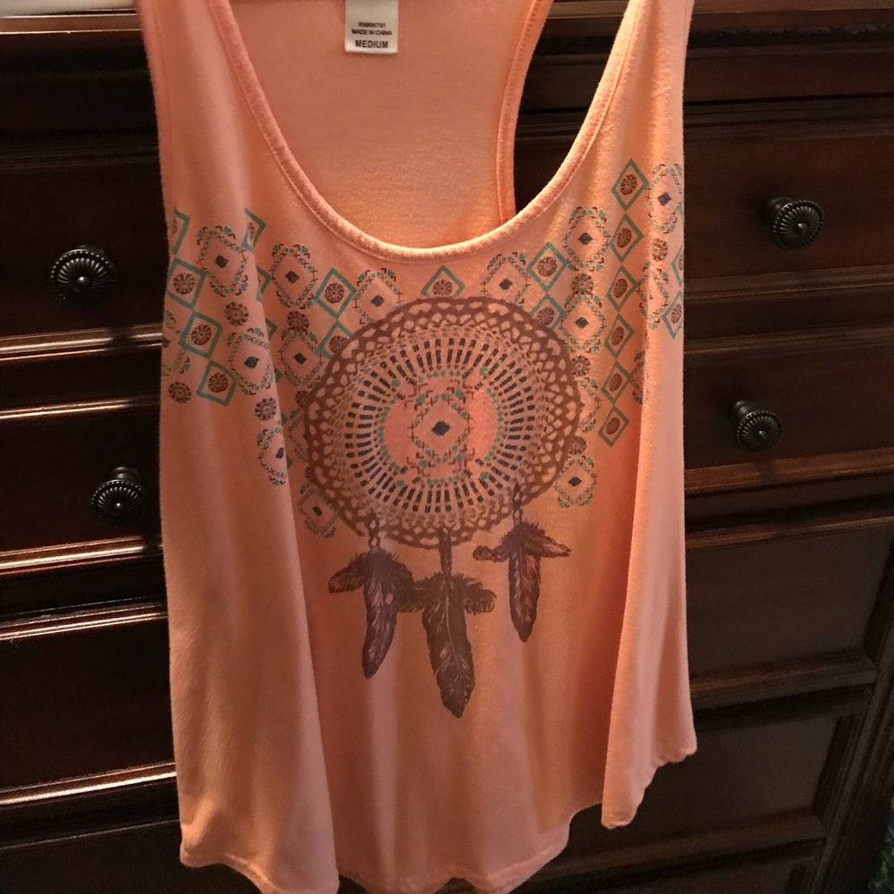 Coral colored dream catcher shirt